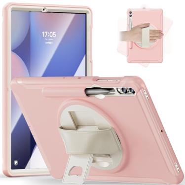 Imagem de Junfire Capa protetora para Samsung Galaxy Tab S9 Plus/S8 Plus/S7Plus/S7FE/S9 FE Plus, capa para tablet de 12,4 polegadas com suporte, alça de mão, suporte para caneta, rosa