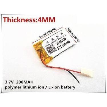 Imagem de Bateria 3.7v 200mah Mp3 Mp4 Alto Falantes Bluetooth Fones 402030 2 fio