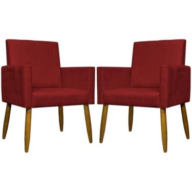 Imagem de Kit 2 Poltronas Para Sala Decorativas Mari Cadeiras Reforçadas Para Recepção Manicure Sala De Espera Consultório Escritório Confortável Pés Palito Suede Vermelho - Clique e Decore