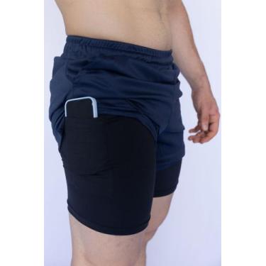 Imagem de Bermuda short duplo tactel com fundo para corrida e academia - Jinking