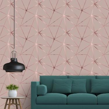 Imagem de Papel De Parede Adesivo Autocolante Geométrico Rose Gloss Quarto Sala 