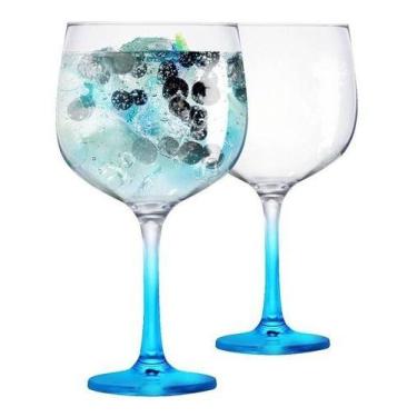Imagem de  Kit 2 Taças Gin Tonica Drinks Festa Vidro Colors 650ml - Ruvolo, Azul