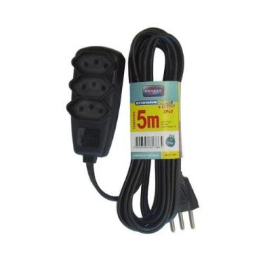 Imagem de Extensao Tripla 5 Metros Preta Daneva