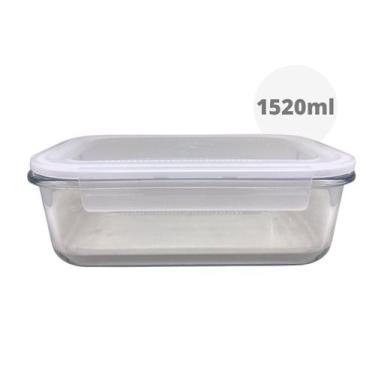Imagem de Pote para alimentos em vidro com tampa de 1520ml bela kasa, branco
