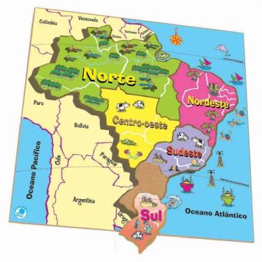 Imagem de Quebra-Cabeça Pedagógico Mapa - Regiões - Simque