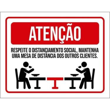 Imagem de Kit 3 Placas Higiene Distanciamento Social Restaurante - Sinalizo