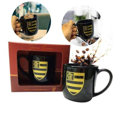Imagem de Caneca Preta Xícara Porcelana Urban 300Ml Café Time Flamengo - Brasfoo