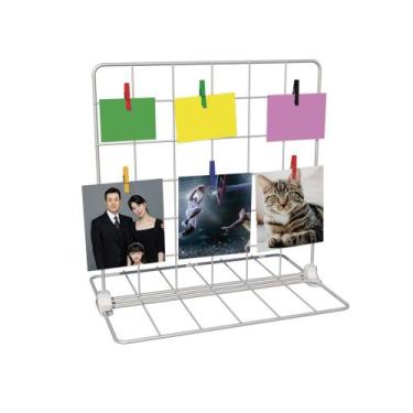 Imagem de Memory Board de Mesa Painel de Fotos de Tela Aramada 30x30 Branco com 