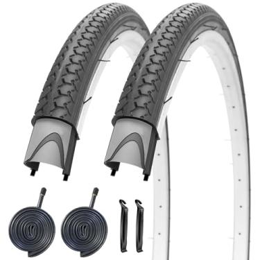 Imagem de SIMEIQI Pneus de bicicleta 24 x 1 3/8 (37-540) com válvula Schrader de 32 mm pneu de bicicleta de 61 cm compatível com pneus de cadeira de rodas de estrada de 24 x 1 3/8