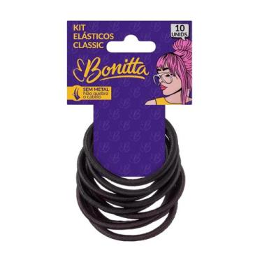 Imagem de Kit 10 Elásticos De Cabelo Classic Sem Metal Bonitta, Preto