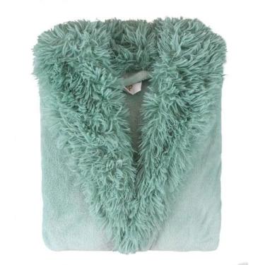 Imagem de Roupão Microfibra Gola Pelos kids Verde Suave 9 a 12 anos  - Atlântica