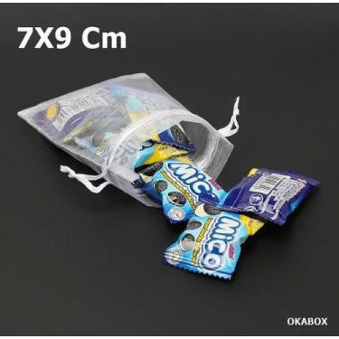 Imagem de Saquinhos de organza tule 7x9 com fita cetim 200 Pçs - OKABOX