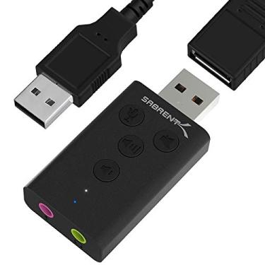 Imagem de SABRENT Adaptador de som estéreo 3D externo USB de alumínio para Windows e Mac. Plug and Play, sem necessidade de driver. [Preto] (AU-DDAB)