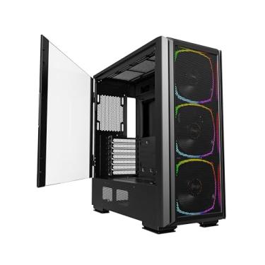 Imagem de MONTECH Sky Two GX, E-ATX capa de torre média, alto desempenho de fluxo de ar, ventiladores PWM ARGB de 3 x 140 mm pré-instalados, painel de vidro temperado, malha de metal frontal - preto