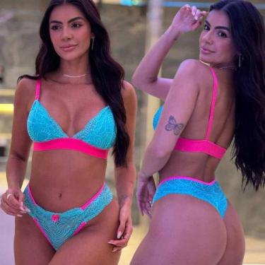 Imagem de Conjunto Neon Sem Bojo Sem Aro Rendado Com Forro Delicado Sexi Sensual