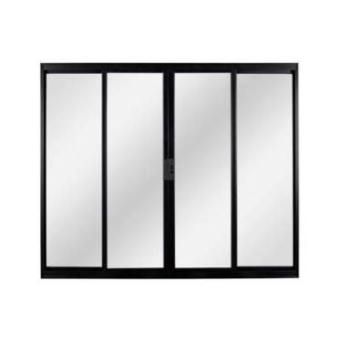 Imagem de Janela 4 folhas 1,20x2,00 sem grade no alumínio preto - Comercial Pais