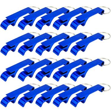 Imagem de Xiaoyztan 20 peças de chaveiro com design de chifre, abridor de garrafa de cerveja portátil de alumínio, abridor de garrafa de cerveja de bolso, pequeno garra, ferramenta multifuncional para bebidas, azul