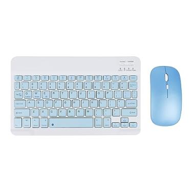 Imagem de Conjunto compacto de teclado e mouse Bluetooth, ultrafino, recarregável, portátil, sem fio, para Android, Windows, tablet, celular, iPhone, iPad, computador, desktop, laptop (azul)