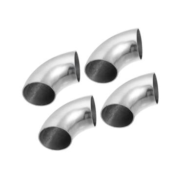 Imagem de Partuto 4 peças OD 2 polegadas 90 graus mandril curva cotovelo SS304 tubo de curva de aço inoxidável tubo de cotovelo de escape para carro modificado sistema de exaustão 5.1 cm tubulação prata
