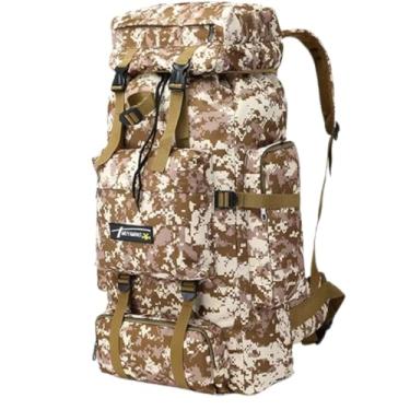 Imagem de Mochila Masculina Camping Impermeável Reforçada Esportiva Resistente Ideal para Trilhas Viagens Camping Acampamento (Bege)