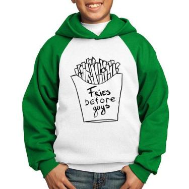 Imagem de Moletom Infantil Fries Before Guys - Foca na Moda, Branco, Verde, 12