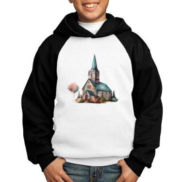 Imagem de Moletom Infantil Igreja Arte - Foca na Moda, Branco, Preto, 12