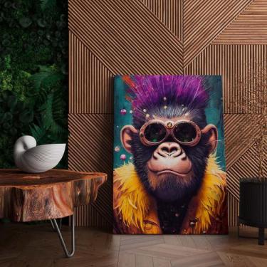 Imagem de Quadro Tecido Canvas Macaco de Óculos De Sol Estilo Roupa - LindaCasaP