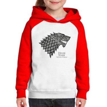 Imagem de Moletom Infantil House Stark: Winter is Coming - Foca na Moda, Branco,