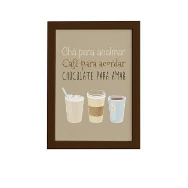 Imagem de Quadro Cozinha Chá, Café e Chocolate Moldura Marrom 22x32cm - Quartinh