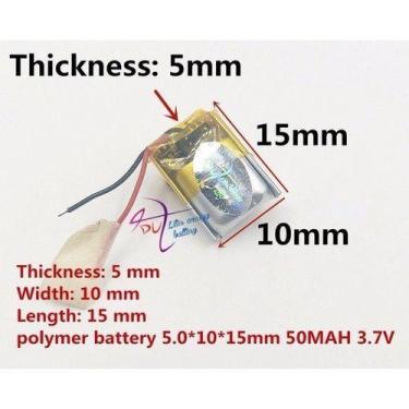 Imagem de Bateria  15mm X 10mm X 5mm 3,7v 50mah  Fone Mp3 - - KMIG