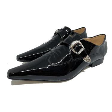Imagem de Sapato Masculino Italiano Em Couro Social Executivo Preto Envernizado 