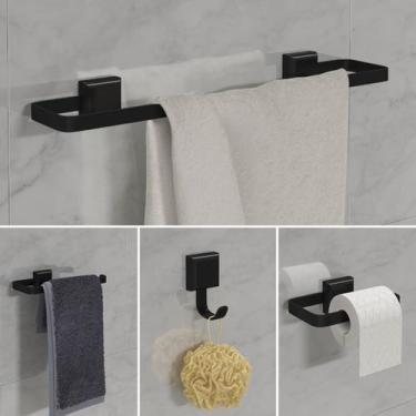 Imagem de Kit De Acessórios Para Banheiro 4 Peças Luxo Preto - JGC COMERCIAL