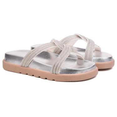 Imagem de Sandália papete feminina brilho flat olívia - LilaBlu, Cinza claro, 38