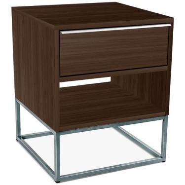 Imagem de Mesa de Cabeceira Lonova Quarto Design Industrial Aço e MDF com Gaveta