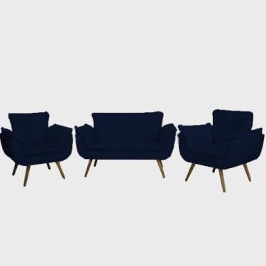 Imagem de Kit namoradeira 2 poltrona opala  - azul marinho - PARISI