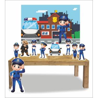 Imagem de Kit Display de chão totens Policia 9 Pçs + Painel 150x100cm - x4adesiv