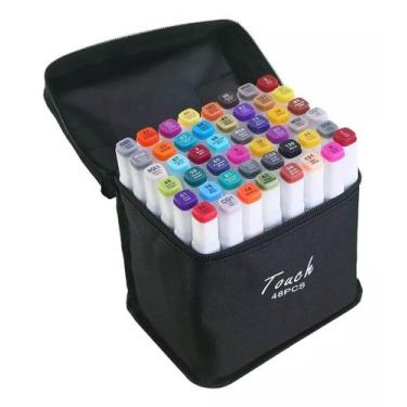 Imagem de Caneta Permanente Touch Ponta Dupla E Bolsa 48 Cores - MARCHESANO REPR