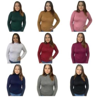 Imagem de Kit 10 Blusas Femininas Gola Alta Manga Longa Segunda Pele, inverno - 
