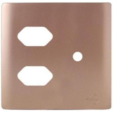 Imagem de Placa 2 Tomadas + Furo Com Suporte 4X4 - Novara Ouro Rose - Dicompel N