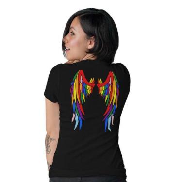 Imagem de Camiseta Feminina 1 Seguidor LGBT Asa Anjo Baby Look Preta - Hipsters,
