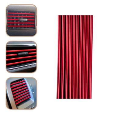 Imagem de Kit 10 Tiras Saída Difusor Ar-Condicionado Carro Vermellho - Estilo BR