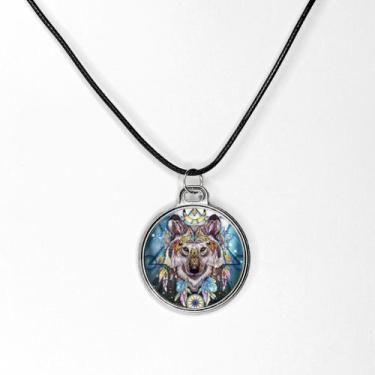 Imagem de Colar pingente amuleto arquetipo do lobo arte resinada - RELIKARIU