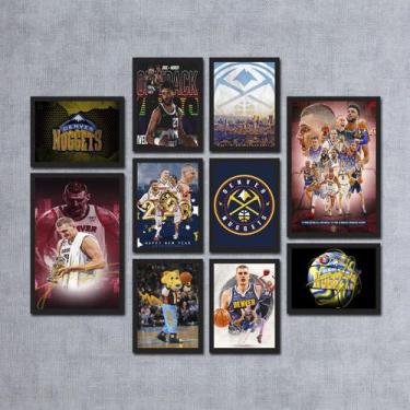 Imagem de Kit 10 Quadros Decorativos Basquete Modelo 1 Madeira Mdf Adesivado - A