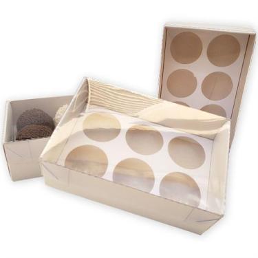 Imagem de 12 caixas para 06 doces com divisória e tampa de acetato - Dona Maria 