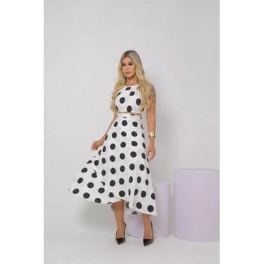 Imagem de CONJUNTO Saia Envelope Midi Longa Transpassada + Cropped Modinha s20 -