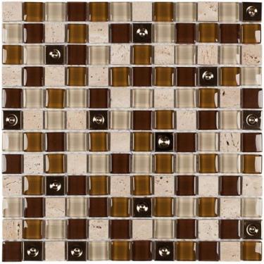 Imagem de Pastilha de Mármore, Vidro e Inox- TB02 - TIBERIO MARROM 30x30cm - GLA