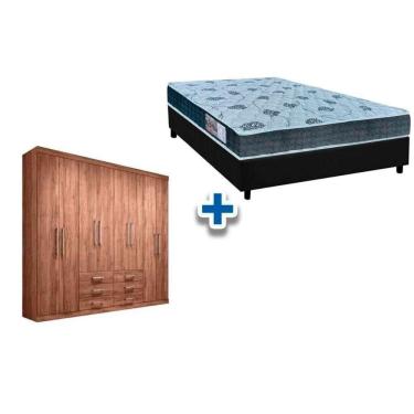 Imagem de Cama Box Casal + Colchão D45 Cecina + Guarda Roupa Master 8.6 Atacama