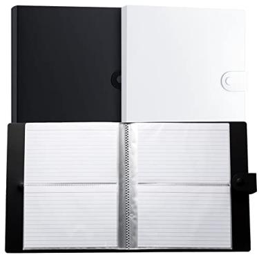 Imagem de 2 peças de cartões de índice, organizador de plástico transparente, porta-cartões de índice, organizador de cartões de índice, produtos de arquivamento com divisor para escritório escolar, 80 páginas para 160 cartões (4 x 6 polegadas)