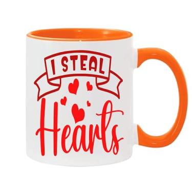 Imagem de SpreadPassion Caneca de café I Steal Hearts, presente para namorado e namorada, ideia de presente de dia dos namorados, presente para marido e esposa, ideia de presente de dia dos namorados (laranja e