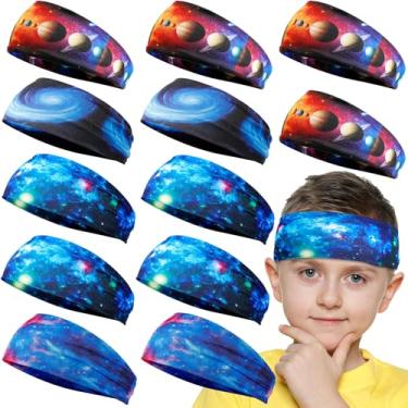 Imagem de Jeffbaubl 12 faixas de transpiração atléticas infantis, faixas de cabelo macias para meninos, faixas esportivas para meninos, faixas de cabelo atléticas, faixas de cabelo elásticas absorventes para